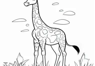 Giraffe in malerischen Landschaft: Kostenloses Ausmalbild