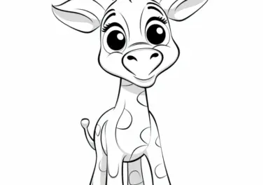 Giraffenbaby: Einfaches Ausmalbild (Gratis)