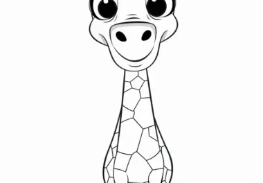 Niedliches Giraffenkind: Einfaches Ausmalbild (Kostenlos)