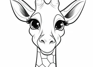 Giraffenkopf als wunderschöne Malvorlage (Kostenlos)