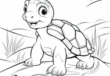 Kleine Landschildkröte als Ausmalbild – kostenlos