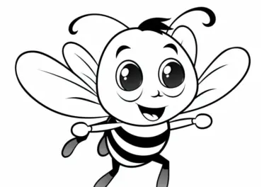 Einfache Malvorlage einer fliegenden Biene (Kostenlos)