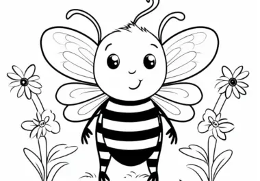 Malvorlage einer knuffigen Biene zum Download (Kostenlos)