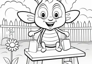 Verrückte Biene als Ausmalbild: Gratis zum Download