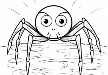 Gefährliche Spinne im Comic-Look: Ausmalbild zum Download (Gratis)