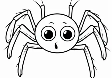Süße Spinne im Comic-Look als Ausmalbild (Gratis)