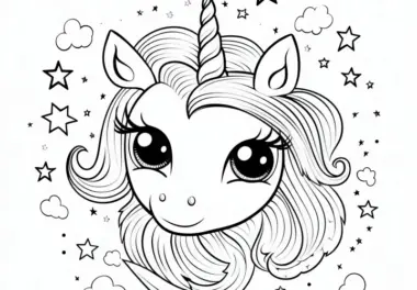 Einhorn-Kopf eines Einhorn-Kindes: Bild zum Ausdrucken (Kostenlos)