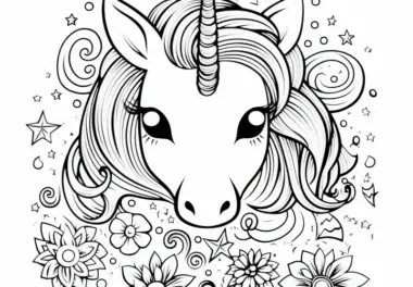 Niedlicher Einhorn-Pony-Kopf: Ausmalbild für Kinder (Kostenlos)