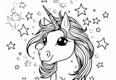 Niedlicher Einhorn-Kopf als Ausmalmotiv (Kostenlos)