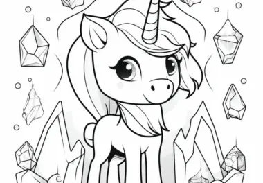 Einhorn mit Diamanten: Kostenloses Ausmalbild zum Download