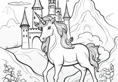 Einhorn & Schloss: Bilder zum Ausdrucken