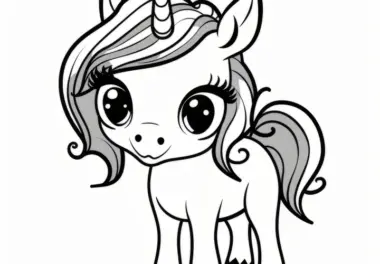 Einfaches Einhorn Bild zum Ausdrucken und Ausmalen (Kostenlos)