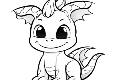 Niedlicher Drache: Ausmalbild für Kinder zum Download (Gratis)