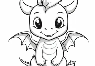Süßer Drache: Einfache Malvorlage für Kinder (Gratis)