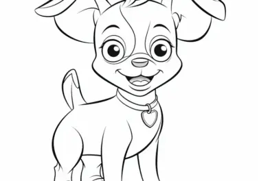 Niedlicher Hund: Einfaches Ausmalbild für Kinder (Kostenlos)