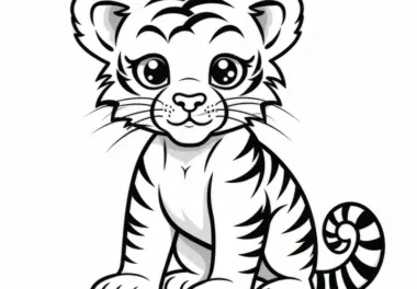 Süßes Tigerbaby: Einfache Malvorlage für Kinder (Gratis)