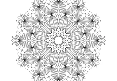 Mandala-Vorlage Ornamente und aufgehende Blüten: Kostenlose Malvorlage