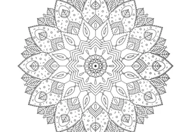 Mandala-Vorlage mit Ornamenten und Blütenstruktur: Ausmalbild zum Download (Gratis)