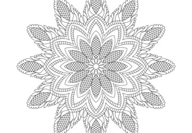 Mandala-Vorlage mit Ornamenten und Rasterblume zum Download (Kostenlos)