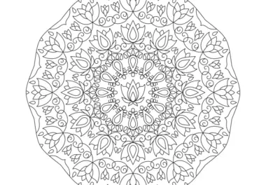 Mandala-Vorlage mit Ornamenten und vielen Blüten zum Herunterladen (Kostenlos)