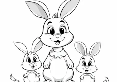 Lustige Osterhasen Familie: Osterbild zum Ausmalen (Kostenlos)