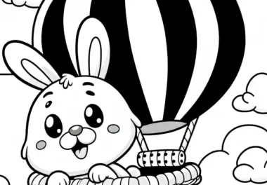 Osterhase im Heißluftballon: Dein Ausmalbild zum Download (Gratis)
