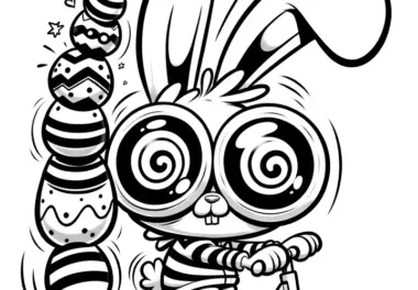 Verwirrter Osterhase auf Roller: Ausmalbild zum Herunterladen (Gratis)