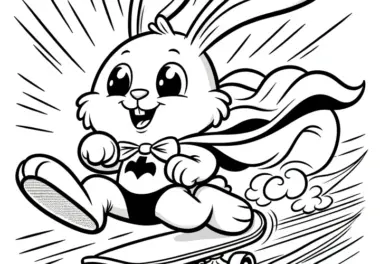 Super Osterhase auf Skateboard: Osterbild zum Ausmalen (Kostenlos)
