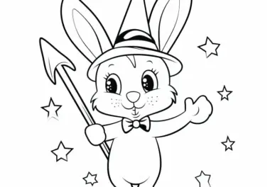Osterhase schwingt den Zauberstab: Kostenloses Ausmalbild für Kinder