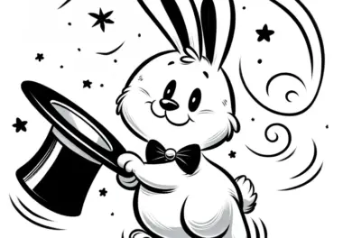 Niedlicher Osterhase mit Zauberhut: Malvorlage (Gratis)