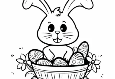 Osterhase im Osterkorb: Dein Ausmalbild zum kostenlosen Download