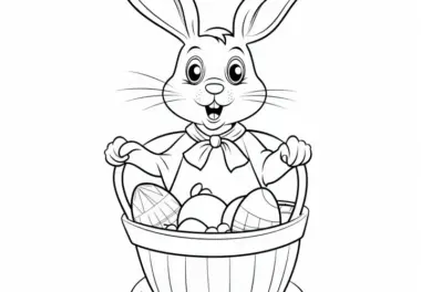 Lachender Osterhase mit Osterkorb: Einfache Malvorlage für Kinder (Kostenlos)