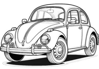 Runder Oldtimer: Einfache Malvorlage gratis zum Download