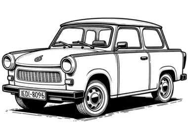Klassischer Trabant als Ausmalbild (Kostenlos)