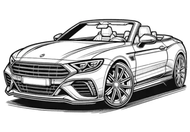 Elegantes Cabriolet: Ausmalbild mit vielen Details (Kostenlos)