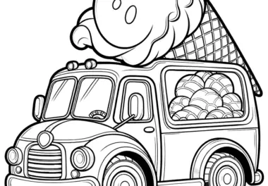 Eisauto im Oldtimer-Look: Malvorlage zum Herunterladen (Gratis)