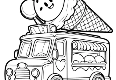 Fantasievolles Eisauto: Ausmalbild für Kinder (Kostenlos)