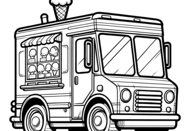 Klassisches Eisauto als Malvorlage (Kostenlos)