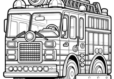 Feuerwehr Einsatzwagen mit Blaulicht: Malvorlage kostenlos