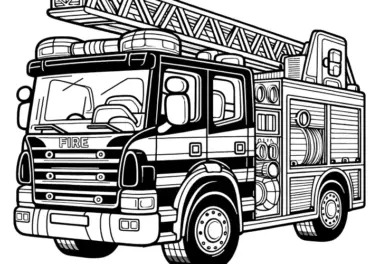 Feuerwehr-Löschfahrzeug: Ausmalbild zum Herunterladen (Gratis)