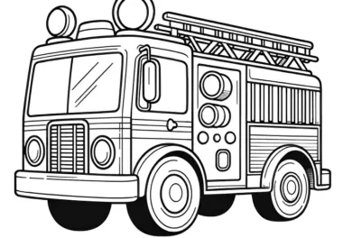 Feuerwehrauto:  Einfache Malvorlage für Kinder (Kostenlos)