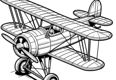 Doppeldecker Flugzeug: Malvorlage kostenlos zum Download