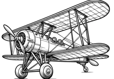 Komplexer Doppeldecker: Flugzeug zum Ausmalen (Kostenlos)
