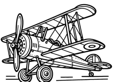 Einfacher Doppeldecker: Flugzeug Malvorlage als gratis Download