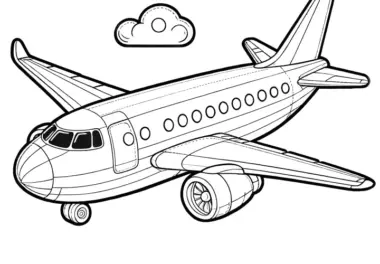 Kostenlos zum Download: Ausmalbild Passagierflugzeug