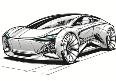 Hochmodernes, futuristisches Auto: Sportwagen Ausmalbild gratis Download