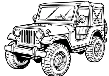 Offroad Geländewagen: Ausmalbild zum Herunterladen (Kostenlos)