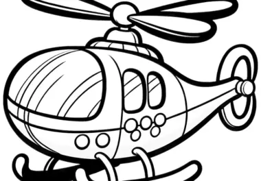 Hubschrauber: Einfaches Bild zum Ausmalen für Kinder (Kostenlos)
