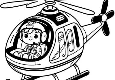 Niedlicher Spielzeug Hubschrauber mit Pilot: Malvorlage zum Herunterladen (Gratis)