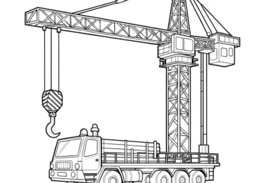 Großer Kranwagen: Malvorlage kostenlos zum Download